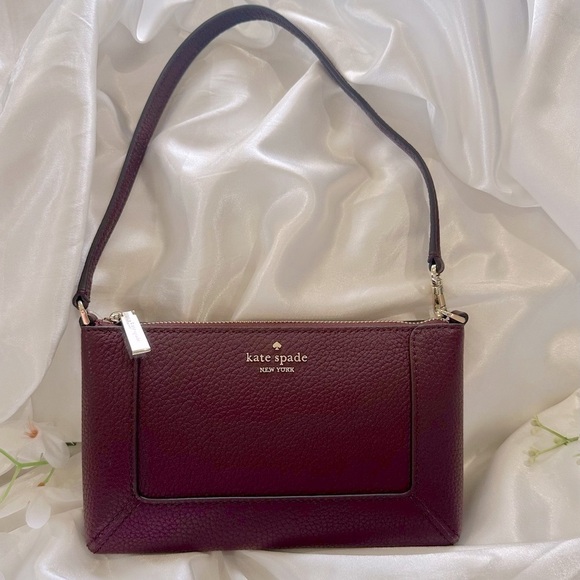 Kate Spade Lena Convertible Wristlet – Burgundy Pebbled Leather – KH785 – New - Picture 1 of 11